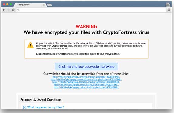 CryptoFortress ransom page